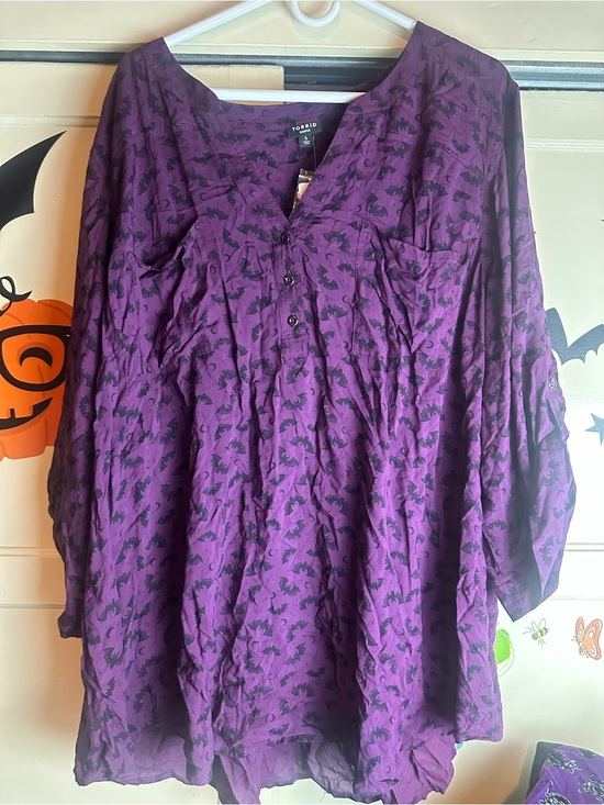 torrid Tops - Torrid Purple Bat-Print  Blouse